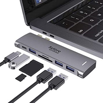 SELORE&S-Global 6-in-1 USB-C Hub Adapter for MacBook Pro/Air M1 2020 2019 2018, with Thunderbolt 3, 3 USB 3.0 Ports, SD/TF Card Reader and 100W Power Delivery