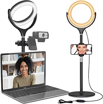 8-inch Desktop Ring Light with Stand for Video Conferencing, Online Meetings, Selfie, Makeup, and Live Streaming