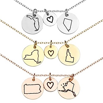 State Charm Necklace for Women Personalized Long Distance |